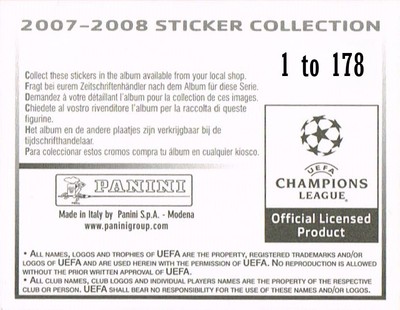 Panini : UEFA Champions League 2007-2008 - Album Stickers 1-178