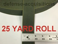 25 YARD ROLL 1.75 Inch MilSpec Military Webbing MIL-W-27265 / 4088 CAMO GREEN 