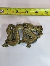 Vintage Brass Chinese Lucky Dragon Feng Shui belt buckle