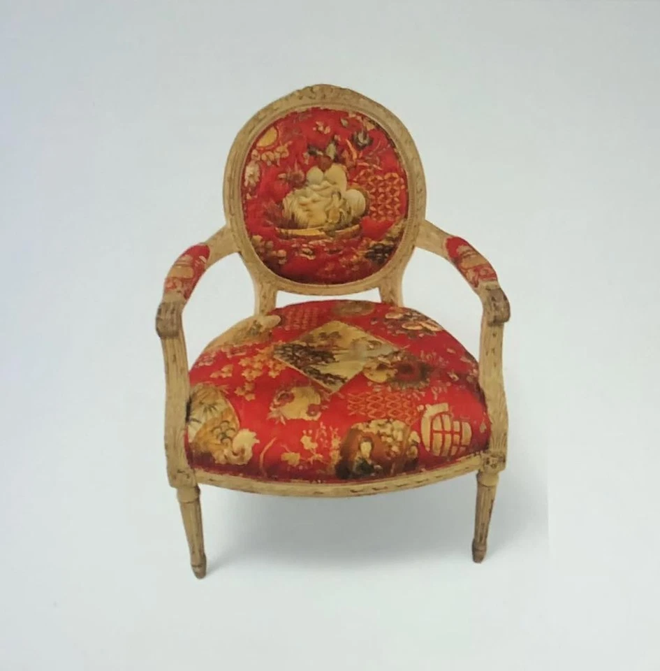 French Chair Chinoiserie Toile Red Quilted Asian Scene Chairs Matching PAIR - Image 2 of 4