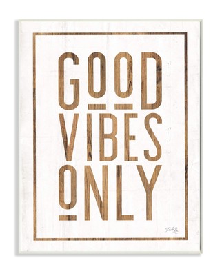Good Vibes Only Rustic White and Exposed Wood Look Sign Wall Plaque, 12 x 18,...