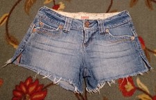 Bongo Womens Jean Shorts Size 3 Cut offs Distressed Button Pocket Blue Stretch