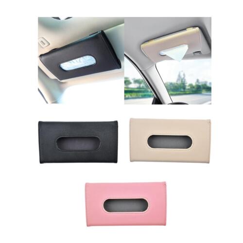Car Sun Visor Tissue Holder with Clip Smooth Velvet Interior PU Leather - Picture 1 of 10