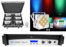 Crown CDi4000 2-Ch. 1200w Power Amplifier Amp 6 White Wireless Par Lights Case