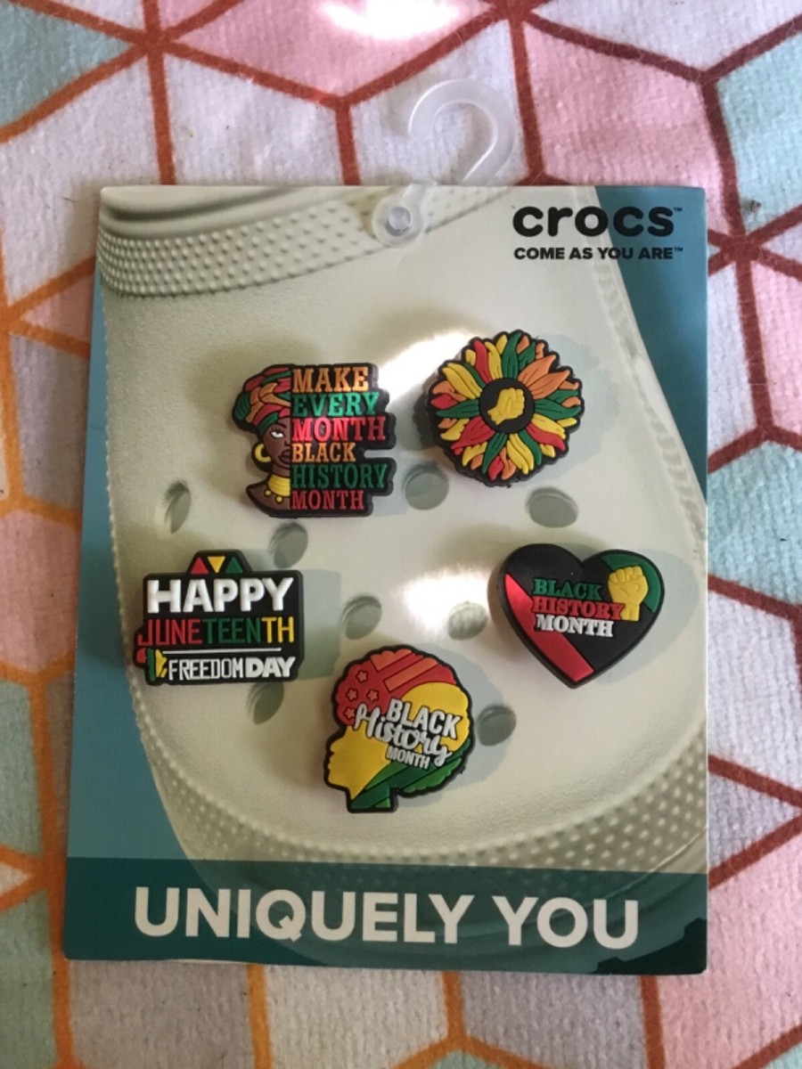 Crocs Handmade jibbitz 5pc black history month Juneteenth rasta
