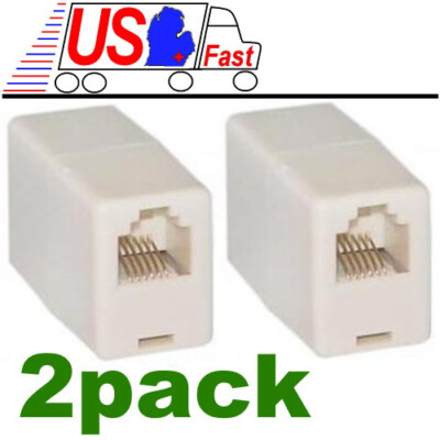 2 PACK - RJ12 RJ11 Telephone Phone Modular In-Line Cord Coupler Extender Lot2pcs