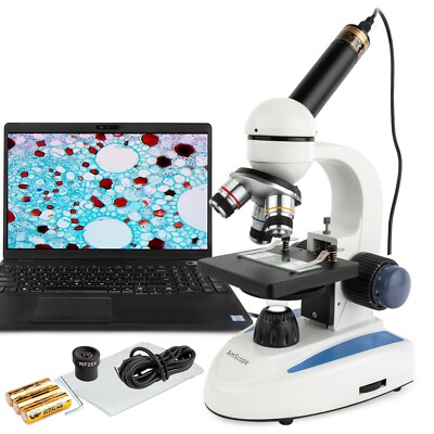 AmScope 40X-1000X Schüler Tragbar Verbindung Mikroskop W USB Kamera