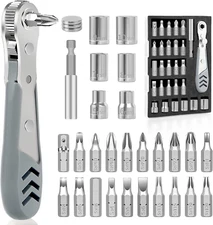 30-in-1 Right Angle Screwdriver Set  Mini Ratchet Tool for Tight Spaces Repairs