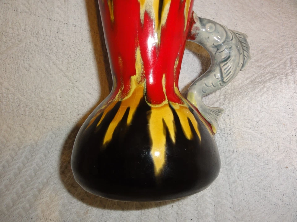 ANCIEN PICHET VINTAGE VALLAURIS DESIGN 50/60 ?A IDENTIFIER POIGNEE FORME POISSON - Photo 3/4