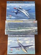 Hobby Boss Vintage Model Kit Lot of 3  F-16D Airplane Seahawk Submarine *READ*