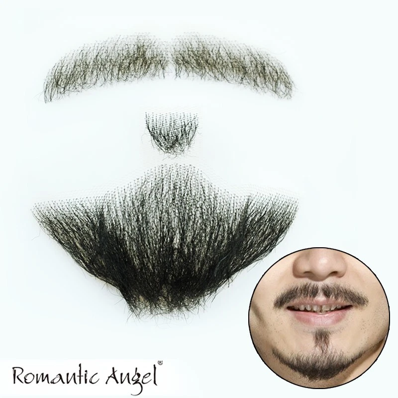 Barba bigote falsa/falsa 100 % cabello humano hecha a mano para entretenimiento/drama/vida Foto 2 de 4
