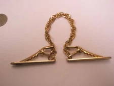 8-1/2"Prince of Wales Chain Link Gold Tone Vintage Sweater Dress Scarf Clip sc19