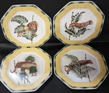Accessory Accent Jungle Animal Decorative Plates 9 1/2" Set of 4