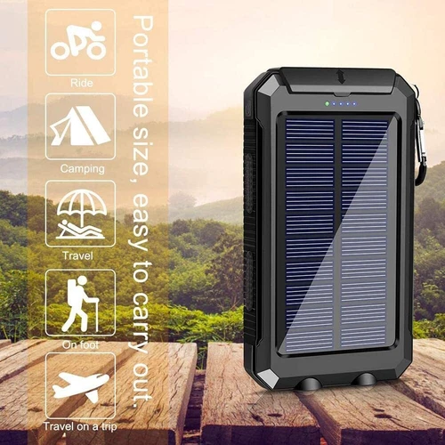20000mAh Solar Power Bank Charger Ladegerät Externer Batterie LED 2USB Akku DE - Bild 17 von 18