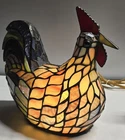 Rooster Tiffany Style Stained Glass Table Lamp Farmhouse Decor Tested VTG Rooste