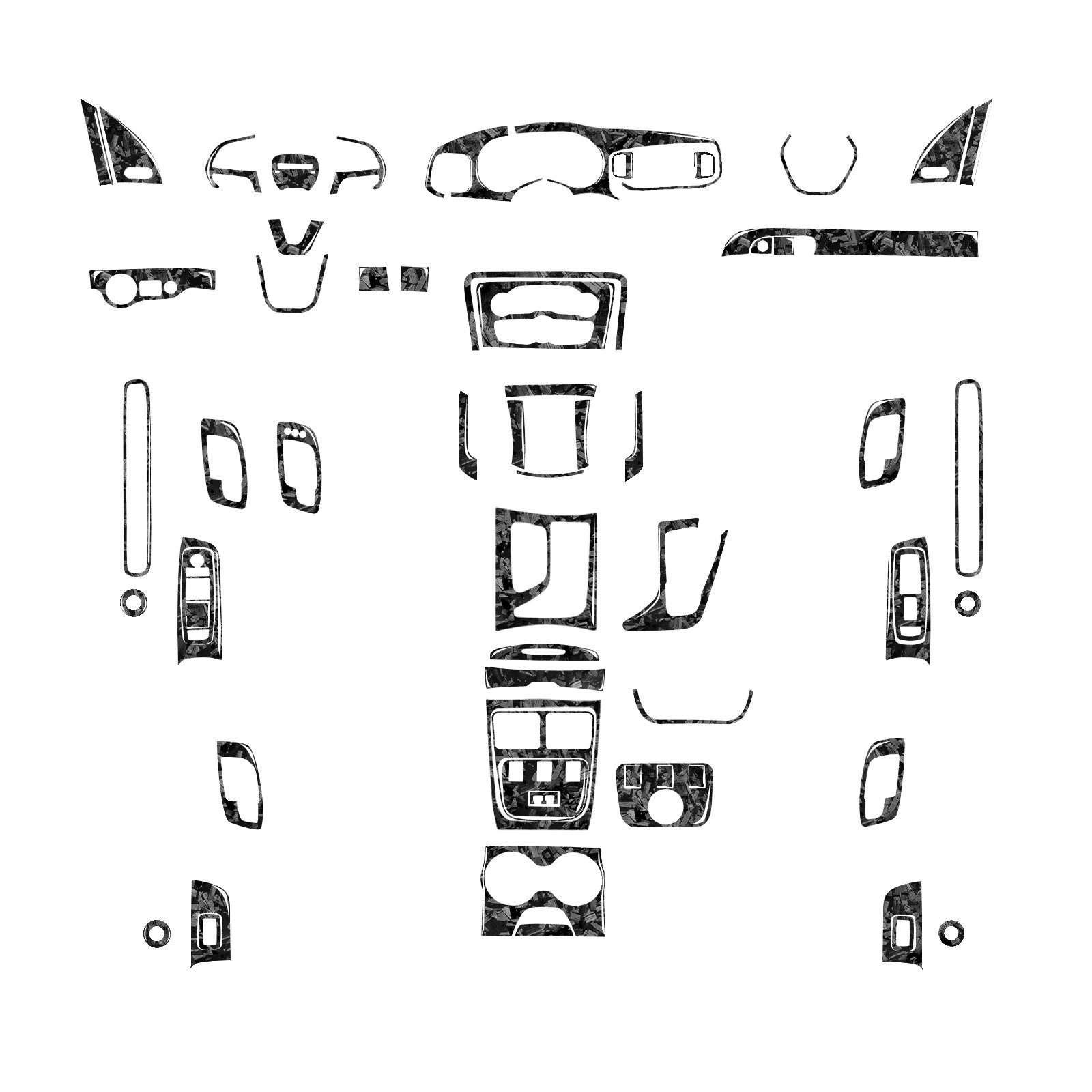 62Pcs Forged Carbon Fiber Kits Whole Interior Trim Cover For Dodge Charger 15-22