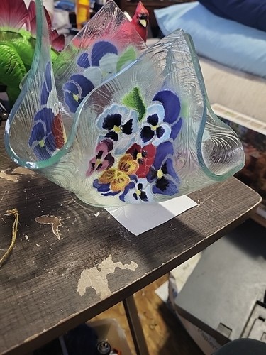 glass decorative bowl Painted Flowers - Picture 4 of 8
