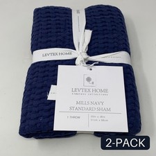 Levtex Home Mills Waffle Navy Standard Pillow Sham 20x26 - 2 PACK