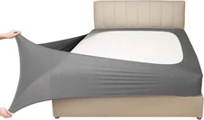 Mrs Awesome Stretch Jersey Box Spring Cover Wrap Around, Bed Full, Light Gray 