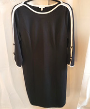 Talbots Dress Size 10 Black Bow Career Stretch Midi Minimalist Knit Wear 16535x