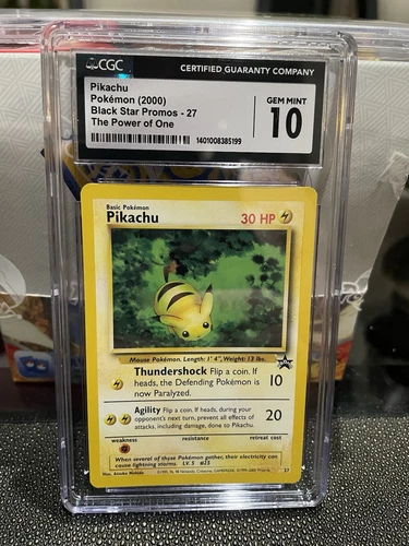 CGC 10 Gem Mint Pikachu Pokemon (2000) The Power Of One Black Star Promos- 27
