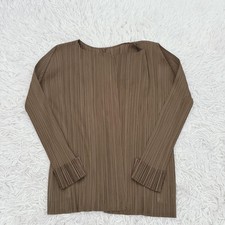 Pleats Please Brown Cardigan Size 3 L Women's Japanese Designer Made in Japan