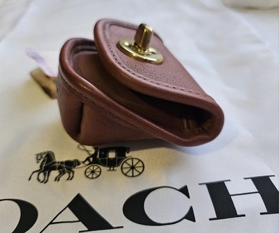 小物 vintage coach 7248 KEY CASE COIN POUCH Vintage Coach Mini Keycase Coin Pouch #7248 Tan Leather w/original