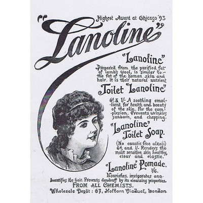 LANOLINE Seifen und Shampoos - viktorianische Werbung 1895