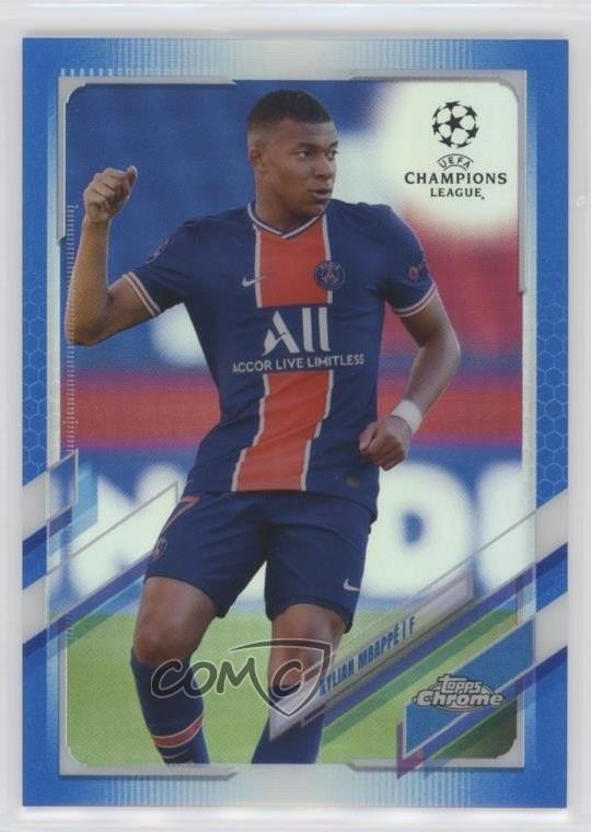 2020-21 Topps Chrome UCL Blue Refractor 142/150 Kylian Mbappe Mbappé #95 1o2