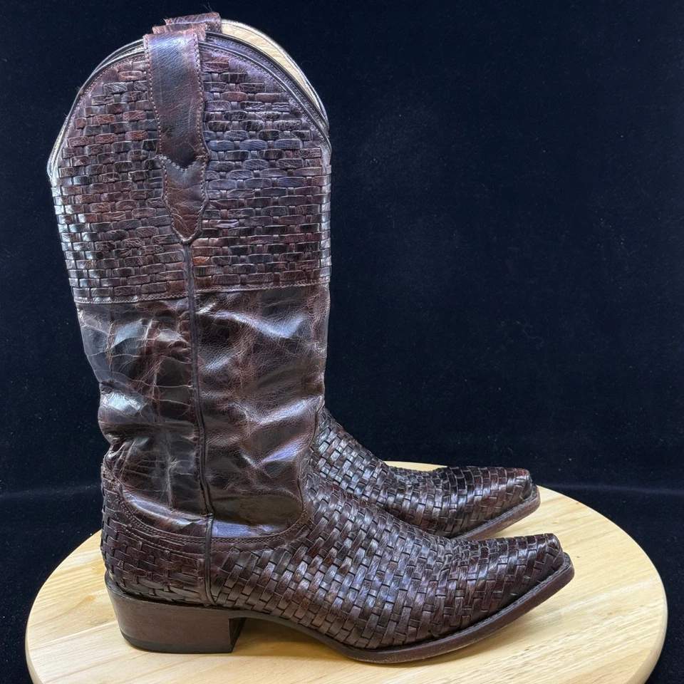 Botas Stetson Para Mujer Talla 7.5 Trenzadas Cuero Marrón Vaquera Occidental Foto 4 de 4