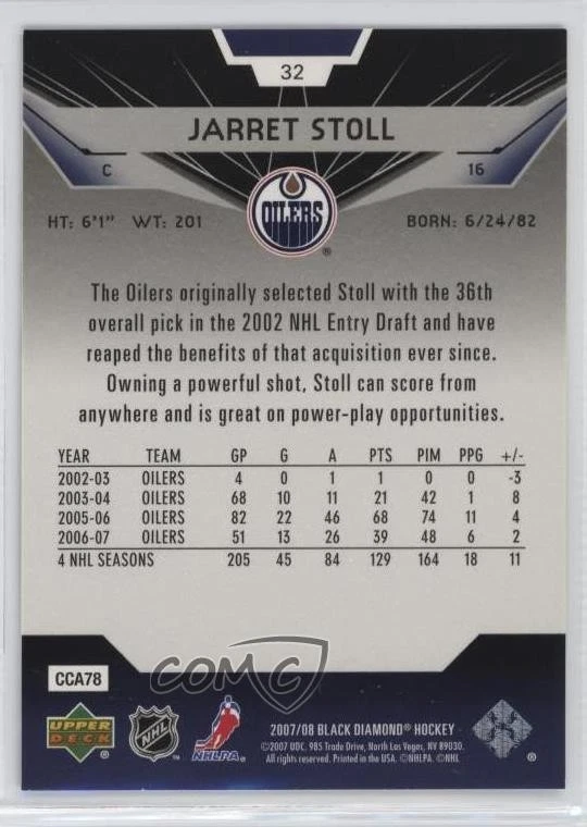 2007-08 Upper Deck Black Diamond Jarret Stoll #32 - Image 2 of 2