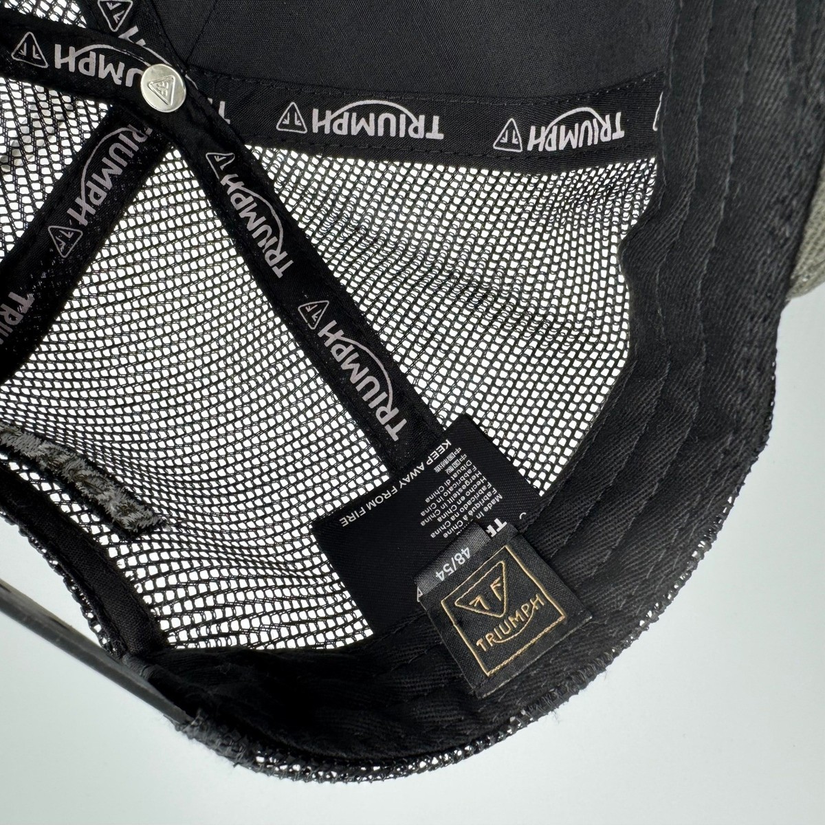 Triumph Motorcycles Workshop Cap Trucker Hat Black Gray View 3