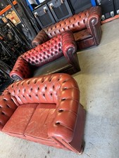 3x Red Chesterfields Oxblood Red Leather