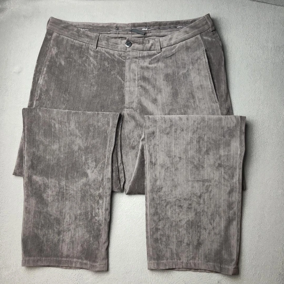 Pantalones de vestir Armani Collezioni para hombre 36x33 gris pana frente plano pantalones trabajo Foto 3 de 4