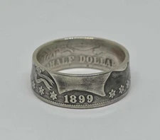 Handmade 1899 coin ring from Barber Half Dollar size 8 - 14
