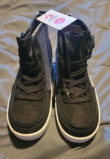 BILLY Unisex Kids High Top Sneakers Black Silver Glitter size 3 Zip Lace Up