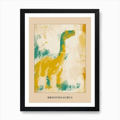 Senffarbe Strich Brontosaurus P gerahmtes Wandbild Poster Leinwanddruck Bild