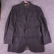 VTG 90s Evan Picone 44L 32x32 2pc Pant Suit Charcoal Dark Gray 100% Wool Pleated