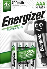 Energizer Recharge Power Plus - Rechargeable AAA Batteries (4 Pack) - 700 mAh Ni 6.48 per battery