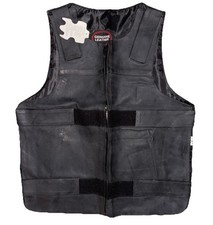 Genuine Leather Vest Mens Biker Motorcycle MC Riding w/straps Solid Black Size M