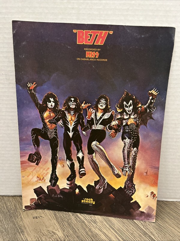 KISS BETH Rock Steady PIANO Sheet Music PETER CRISS  1976 ROCK BAND