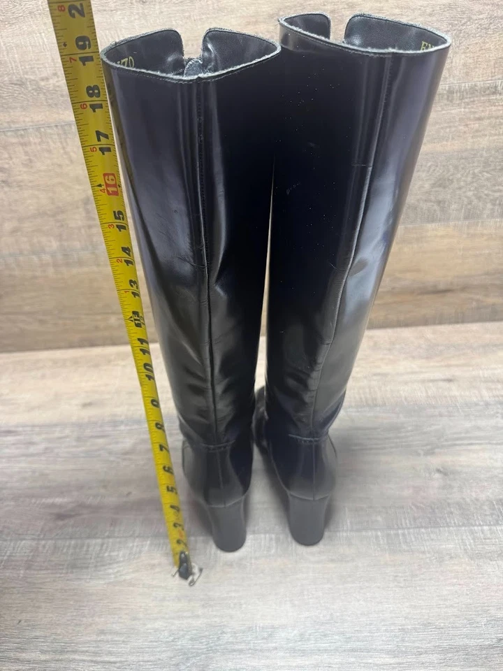 Botas sobre la rodilla de cuero negras Enzo Angiolini para mujer talla 8,5 Foto 3 de 4