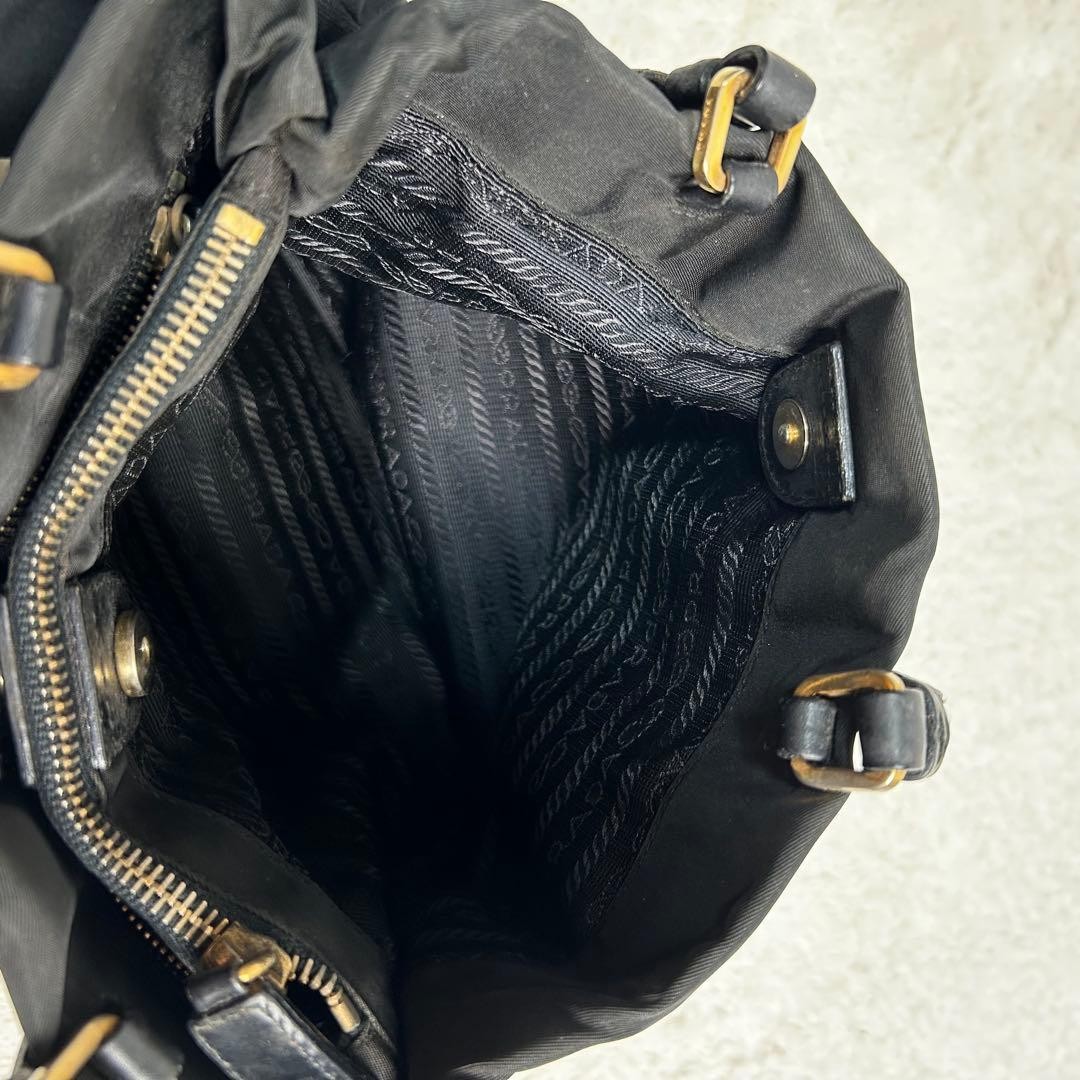 Excellent Condition PRADA Triangle Logo Plate Nylon Leather Shoulder Tote Bag Bl thumbnail 15