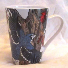 Cornell Lab of Ornithology "America's Favorite Birds" Mug Blue Jay & Finch EUC