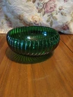 Vintage Anchor Hocking Forest Green Glass Swirl Ribbed Curved Bowl J
