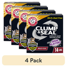 4 pack ARM  HAMMER Clump  Seal Multi-Cat Odor Sealing Clumping Cat Litter,14Lb