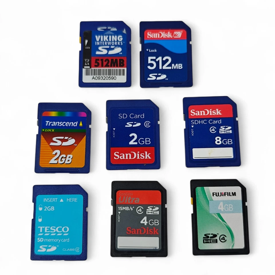 8x SD Memory Card Storage Job Lot - SanDisk Fujifilm Etc Up to 8GB - Working - Image 2 of 3