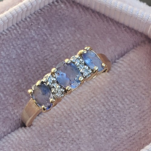 14K VINTAGE SOLID YELLOW GOLD LAVENDER AMETHYST & DIAMOND WOMEN'S RING SZ- 6.25 - Picture 11 of 23