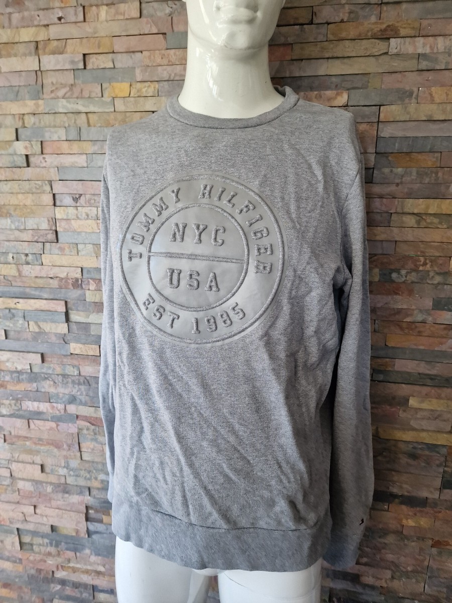 Tommy Hilfiger NYC Grey Sweatshirt Jumper Top Mens Size LARGE