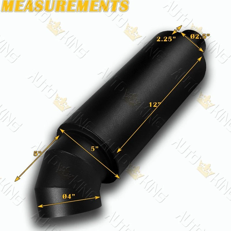 UNIVERSAL 4" CUTTER KNIFE BLACK T304 STAINLESS STEEL 2.5" INLET EXHAUST MUFFLER - Image 2 of 4